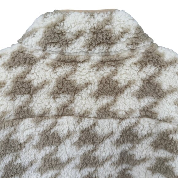Zelos Super Soft Fleece Jacket Womens Cream Tan Houndstooth Full Zip Size XL NWD - Picture 4 of 13